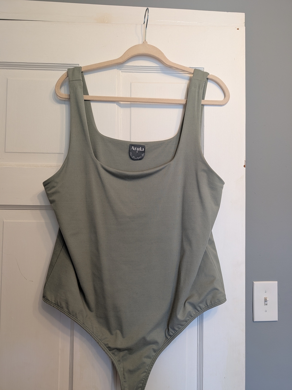 ARULA Sage Green Scoop Neck Women's Bodysuit